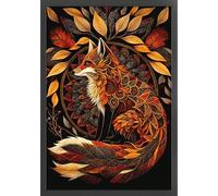 Stamped Cross Stitch Kits for Adults Beginners,Autumn Leaf Fox 11CT Printed DIY Canvas Pattern, Easy Needlepoint Embroidery Kit Supplies, Home Wall Decor Art Craft Gift 15.7 * 23.6inch