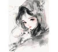 Stamped Cross Stitch Kits for Adults Beginners, Girl Holding A Cat DIY Cross Stitch Patterns Kits Printed Dimensions Needlepoint Kits,Crafts Embroidery Kits for Home Decor Adult Craft Kits