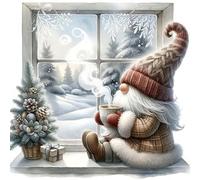 Stamped Cross Stitch Kits for Adults Beginners,Gnome 11CT Printed DIY Canvas Pattern, Easy Needlepoint Embroidery Kit Supplies, Home Wall Decor Art Craft Gift 15.7 * 15.7inch