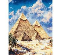 Stamped Cross Stitch Kits for Beginner,Egyptian Pyramids,Needlepoint Counted Cross Stitch Kits for Adults,11 CT Patterns Dimensions Counted Cross Stitch Kits Arts Craft Kits,40x50cm