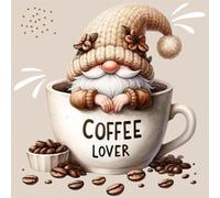 Stamped Cross Stitch Kits for Beginners Adults 11CT 3 Strands Needlepoint Printed 15.75x15.75 inch Coffee Gnome Embroidery Kits(11CT Without Frame)