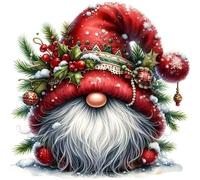 Stamped Cross Stitch Kits for Beginners Adults 11CT 3 Strands Needlepoint Printed 16x16 Inch Christmas Gnome Cross Stitch Embroidery Kits(11CT Without Frame)