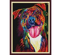 Stamped Cross Stitch Kits Full Range of Embroidery Patterns 11CT 3 Strands DIY Printed Cross-Stitch Kits for Adults Beginner -Hunting Dogs 19.7x15.4 inch