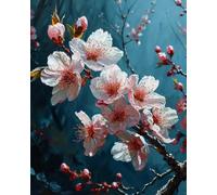 Stamped Cross Stitch Kits, Sakura Cherry Blossom, Needlepoint Counted Cross Kits for Beginners, Embroidery Kits Arts Home Decor(11CT No Frame,16x20 inch)