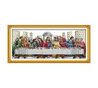 Stamped Cross The Last Supper Patterns Cross Stitch Kits Printed Fabric Embroidery Set 11CT 14CT DIY Handmade Decorations For Home ( Color : White , Cross Stitch Fabric CT number : 14CT White Canvas )