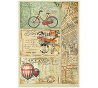 Stamperia A4 Rice Paper Around The World Post Card, Multicolour, One Size