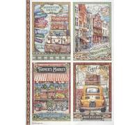 Stamperia A4 Rice Paper for Decoupage - "Art of Travelling 4 Cards" - Vintage Adventure Design
