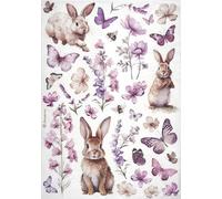 Stamperia A4 Rice Paper for Decoupage - "Bunny and Butterfly" - Whimsical Nature Design