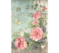 Stamperia A4 Rice Paper for Decoupage - House of Roses - Flowers Corner