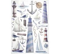 Stamperia A4 Rice Paper for Decoupage - "Lighthouse" - Vintage Nautical Design