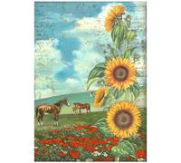 Stamperia A4 Rice Paper Sunflower Art and Horses, Multicolour, One Size
