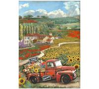 Stamperia A4 Rice Paper Sunflower Art Vintage Car, Multicolour, One Size