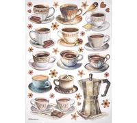 Stamperia A4 Rice Paper - Vintage Coffee and Teacups Design for Decoupage and Crafting