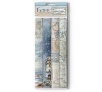 Stamperia - Fabric for Scrapbooking, Albums, Bullet Journalling and More, Polyester, Can be Sewn by Hand or Machine, Suitable for Craft Glue, Perfect for Crafts and Gifting (Silent Sea) (Pack of 4)