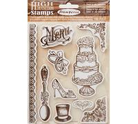 STAMPERIA HD Rubber Stamp Wedding Brown 14 x 18