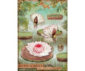 Stamperia International DFSA4529 Stamperia A4 Rice Paper Amazonia Water Lily