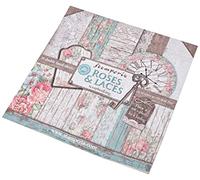Stamperia International KFT Pack 10 Sheets Double face-Roses, lace and Wood, Paper, Multicoloured, 30.5 x 30.5 (12" x 12")