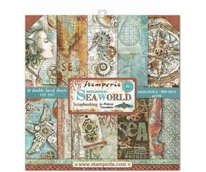 Stamperia International KFT Paper Pad 10 Sheets Double Sided Sea World, Multicoloured, 20.3 x 20.3 (8" x 8"),SBBS13