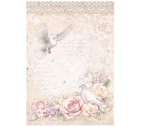 Stamperia International KFT Stamperia A4 Rice Paper Romance Forever Doves, Multicoloured