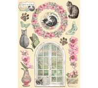 Stamperia International KFT Stamperia A5 Coloured Shape Orchids and Cats, Multicoloured, 5.8 x 8.2 in
