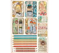 STAMPERIA INTERNATIONAL, KFT Stamperia-Rice Paper-Atelier Tubes of Paints and Pencils, Multicoloured, A4