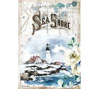 STAMPERIA INTERNATIONAL, KFT Stamperia-Rice Paper-Romantic Dream-Sea Shore, Multicoloured, A4