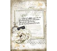 STAMPERIA INTERNATIONAL, KFT Stamperia-Rice Paper-Romantic Journal Manuscript and Clock, Multicoloured, A4