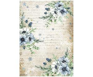 Stamperia International Rice Paper-Romantic-Cozy Winter Blue Flowers, Multicoloured, A4
