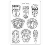 Stamperia International Soft Mould - Savana Tribal Masks, White, A5, (K3PTA4533)
