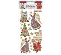 Stamperia International Stamperia-Adhesive Shapes-Christmas Patchwork, Red, Green, Teal, 15 x 30