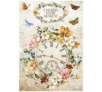 Stamperia International Stamperia-Rice Paper Garden of Promises Cherish Every Moment Clock, White, OSFA