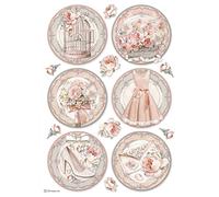 Stamperia International Stamperia-Rice Paper-You and Me-Rounds, White, OSFA