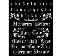 Stamperia International Thick Stencil-Sleeping Beauty Alphabet and Quotes, Various, 20 x 25 cm