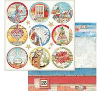 STAMPERIA INTL, KFT (3PL) SBB804 Scrapbooking Double-Sided Paper Christmas Patchwork Rounds, Multi-Colour, 30.5 x 30.5 cm