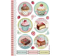 STAMPERIA INTL Stamperia-Rice Paper, Round Mini Cakes, Sweety, A4