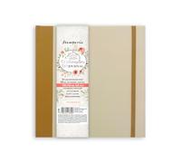 Stamperia - Mixed Media Journal with 36 Plain Watercolour Pages, Hot-Pressed and Acid Free, Lay-Flat Binding, Customisable Hard Cover, with Elastic Closure and Ribbon Marker (14.8 cm x 14.8 cm) (300