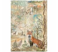 Stamperia Rice Paper A/4 -Fox Straw Silk Motif-