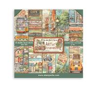 Stamperia - Scrapbook Paper Pad for Scrapbooking, Albums, Card Making, Bullet Journals, and More, Acid Free, Double-Sided, Perfect for Hobbies, Crafts, and Gifting (Art of Travelling) (20.3 x 20.3 cm)