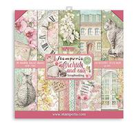 STAMPERIA INTERNATIONAL, KFT Stamperia-Scrapbooking Pad-Double Sided Sheets-Orchids and Cats, Paper, Various, 30.5 x 30.5