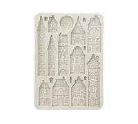 Stamperia - Silicone Mould A5 for Scrapbooking, Albums, Bullet Journals and More, Cosy Houses, Non-Stick, Suitable for Air-Dry Clay and More, Perfect for Crafts and Gifting (Gear up for Christmas)