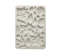 Stamperia - Silicone Mould A5 for Scrapbooks, Albums, Bullet Journals and More, Poinsettia and Pine Cones, Non-Stick, Suitable for Air-Dry Clay and More, Perfect for Crafts and Gifting (The