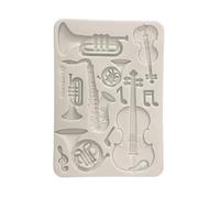 Stamperia - Silicone Mould A5 for Scrapbooks, Bullet Journals and More, Non-Stick Surface, Suitable for Air-Dry Clay, Resin and More, Perfect for Crafts and Gifting (Symphony, Musical Instruments)