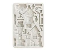 Stamperia - Silicone Mould A5 for Scrapbooks, Bullet Journals and More, Non-Stick Surface, Suitable for Air-Dry Clay, Resin and More, Perfect for Crafts and Gifting (Furry Friends, Houses)