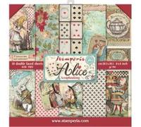 STAMPERIA Small Paper Pad 10 Sheets Double Sided Alice Multi-Colour, 20.3 x 20.3 (8" x 8")