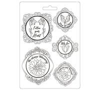 STAMPERIA INTL, KFT (3PL) Stamperia Soft Mould A4 Garden of Promises Frame with Flowers, White, OSFA