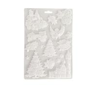 Stamperia - Soft Mould A5 for Scrapbooks, Albums, Bullet Journals and More, Suitable for Soft Clay, Ceramic Powder and More, Perfect for Crafts and Gifting (Gear up for Christmas, Tress and Elements)