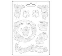Stamperia Soft Mould A5 Poinsettia and Garlands, 0, One Size