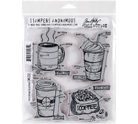 Stampers Anonymous_AGW "Fresh Brewed Blueprint" Cling Mounted Stamp, Grey,7 x 8.5"
