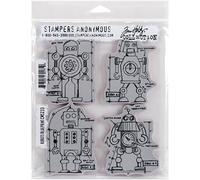 Stampers Anonymous_AGW "Robots Blueprint" Cling Mounted Stamp, Grey