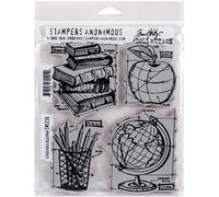 Stampers Anonymous_AGW "School House Blueprint" Cling Mounted Stamp, Grey